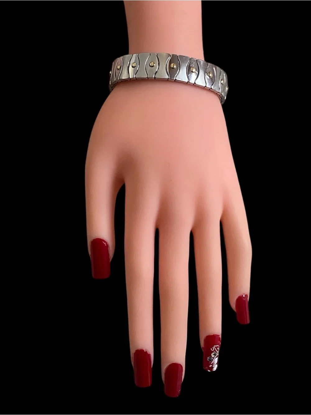 Vintage Milor stainless steel & 18k yellow gold stretch flex unisex bracelet